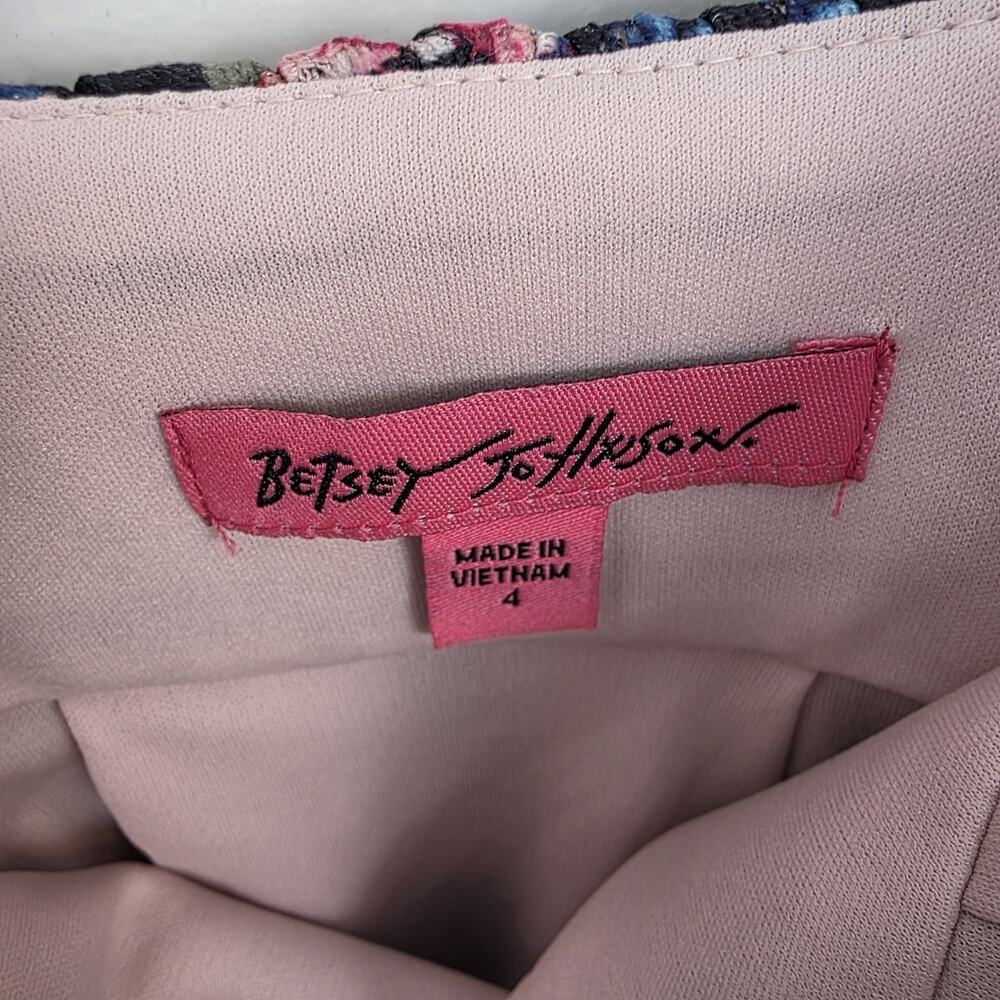 Betsey Johnson Black Pink Floral‎ Fit & Flare Feminine Party Mini Dress Size 4 - Picture 3 of 8